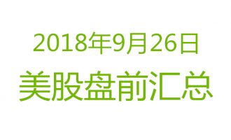 美股2018年9月26日盘前分析